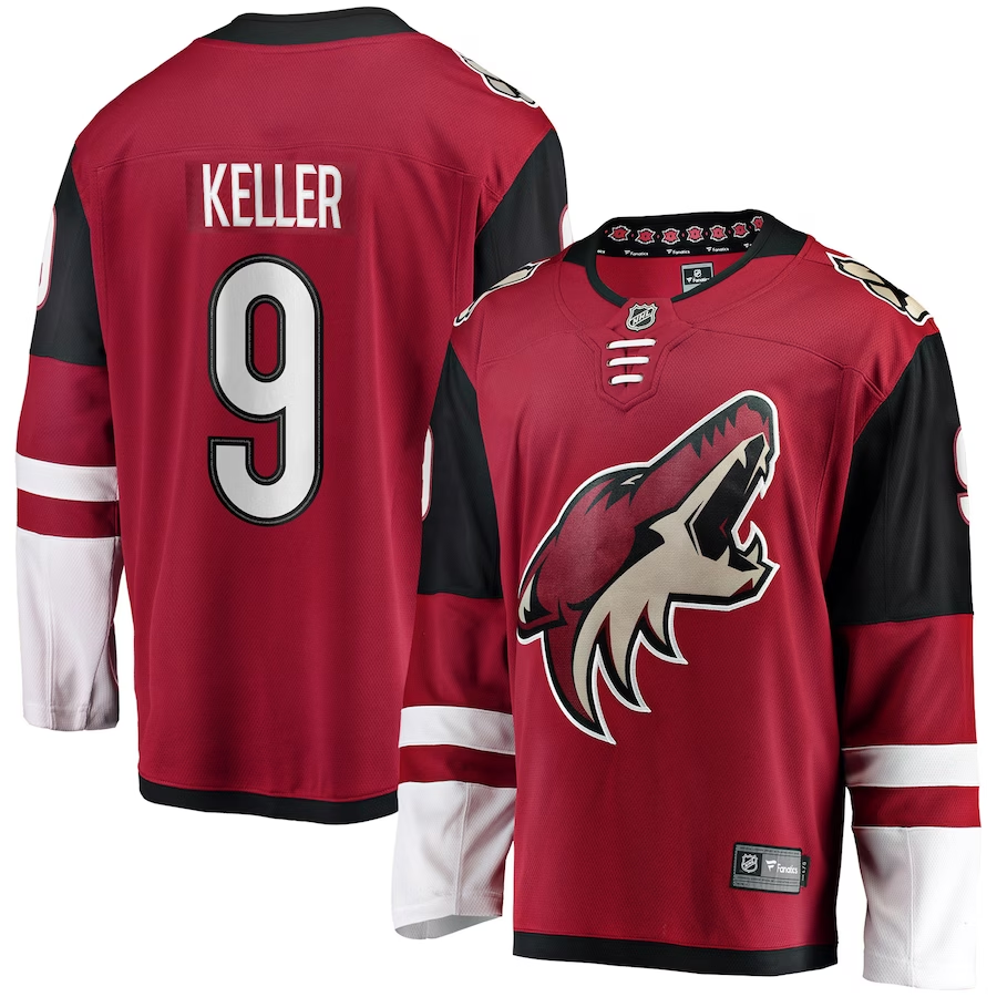 Men's Arizona Coyotes Clayton Keller #9 Garnet Home Premier Breakaway Jersey